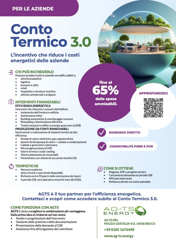 Conto termico 3.0 Infografica Aziende conto termico 3.0 L’incentivo che riduce i costi energetici delle aziende