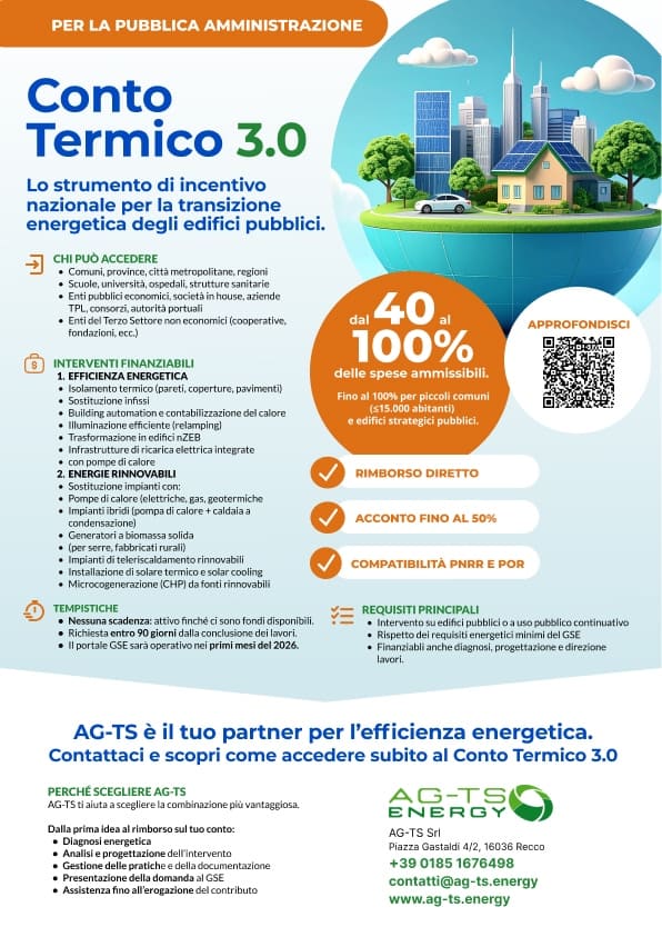 conto termico 3.0 PA: per la pubblica amministrazione: lo strumento di incentivo nazionale per la transizione energetica degli edifici pubblici.